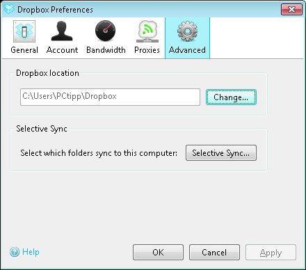 Bestimmen Sie selbst, welche Ordner Dropbox mit dem Internet abgleichen soll