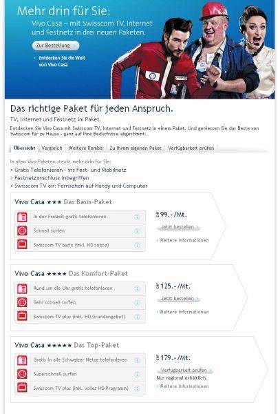 Screen 5: Benutzer von Swisscoms Vivo Casa ***** surfen via Glasfaser oder VDSL