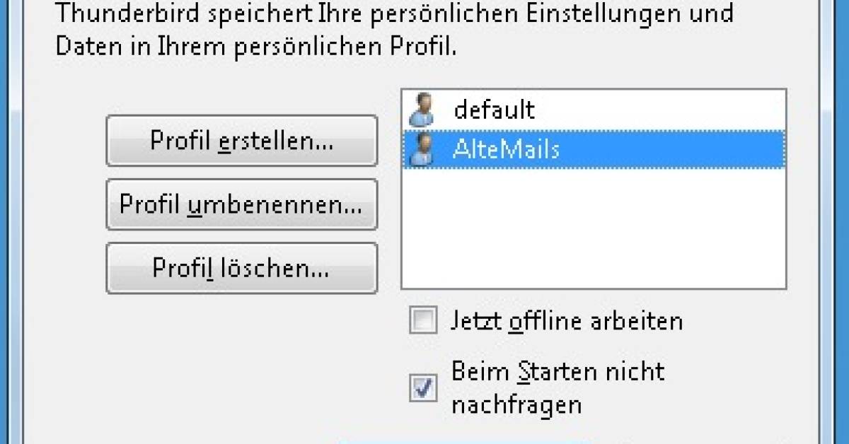 Thunderbird-Profilmanager starten - pctipp.ch