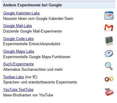 Durchprobieren lautet das Motto bei Google Labs