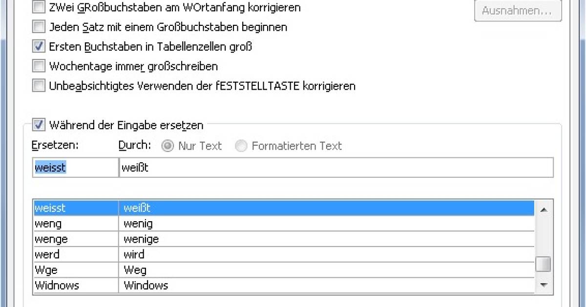 Word DoppelS trotz korrekter CHEinstellungen pctipp.ch