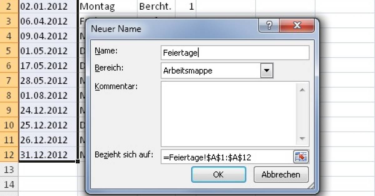 Excel: Kalender mit Feiertagen - pctipp.ch