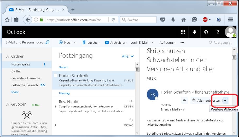 Outlook Kopfzeilen und HTMLQuelltext anzeigen pctipp.ch