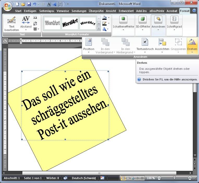 Microsoft Word: Text drehen - so geht's