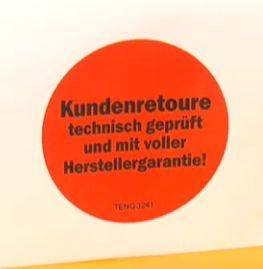 Solche Aufkleber sollen in Zukunft auf allen retournierten Produkten zu finden sein
