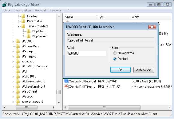 Screenshot Registry-Editor (Windows Vista)