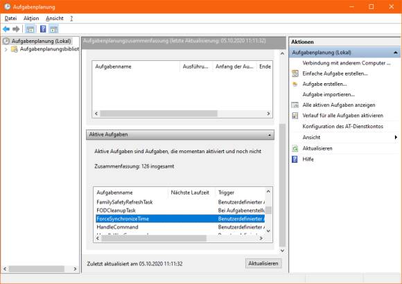 Screenshot der Windows-Aufgabenplanung