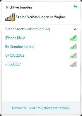 Eine WLAN-Verbindung via Smartphone wird gleich aufgebaut wie bei einem WLAN-Router