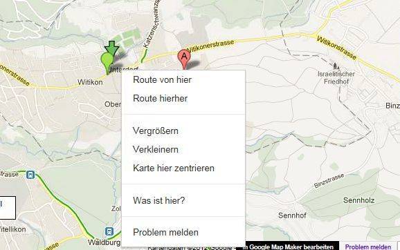 Via Rechtsklick Interessantes in der Umgebung erfahren
