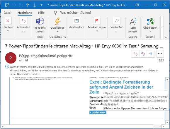 Screenshot eines echten PCtipp-Newsletters