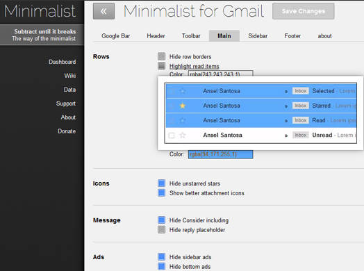 Wem Gmail zu unübersichtlich ist, kann mit Minimalist for Everything den Dienst auf die Grundfunktionen reduzieren.