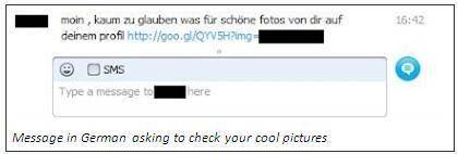 So kommt die Nachricht im Skype-Chat daher (Bild: Panda Security)