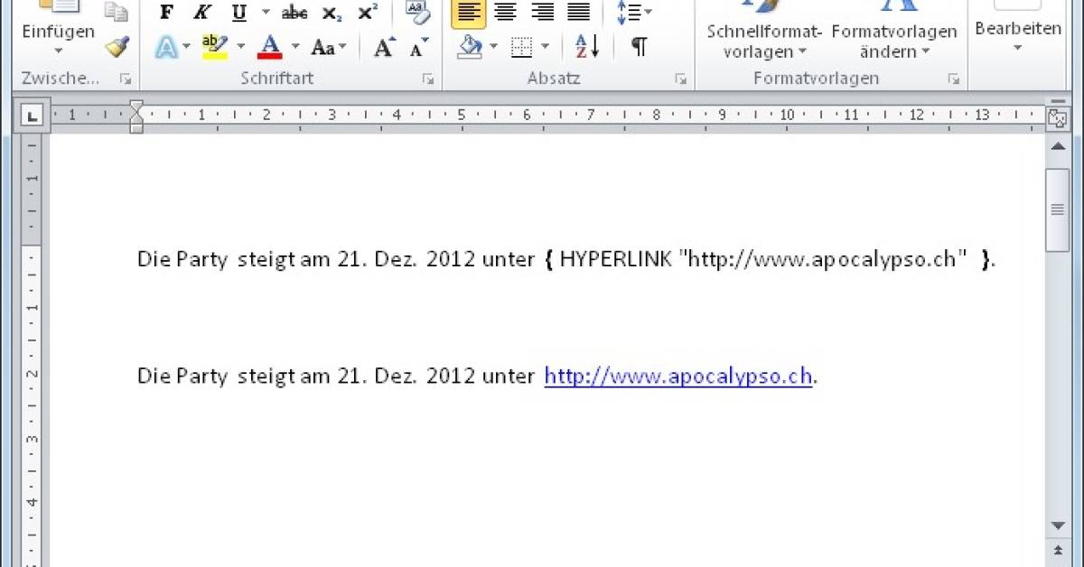 Word 2010: Falsche Anzeige von Hyperlinks - pctipp.ch
