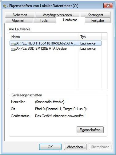 Das sieht Windows vom Fusion Drive