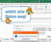 Screenshot mit leerer Excel-Tabelle und Sprechblase 