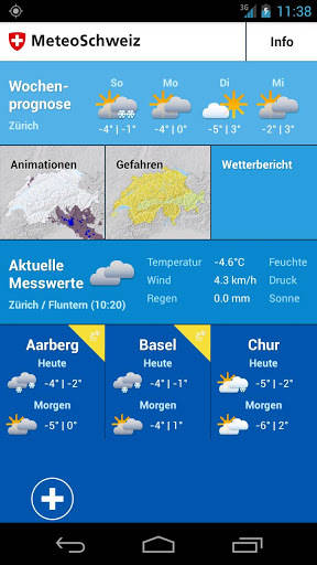 Die MeteoSchweiz-App für Android