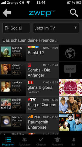 Zwap.TV auf dem iPhone