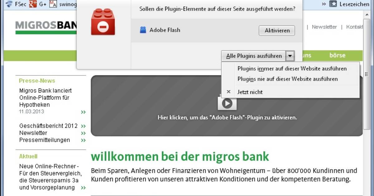 Firefox/Chrome Falsche «Click to Play»Ausnahme gesetzt pctipp.ch