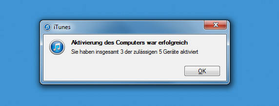 iTunes lässt keine Unklarheiten bei der Aktivierung aufkommen