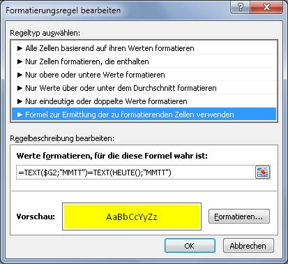 Bedingte Formatierung erstellen