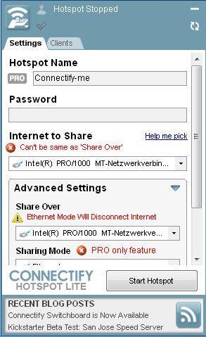 Connectify Hotspot verbindet Geräte über WLAN