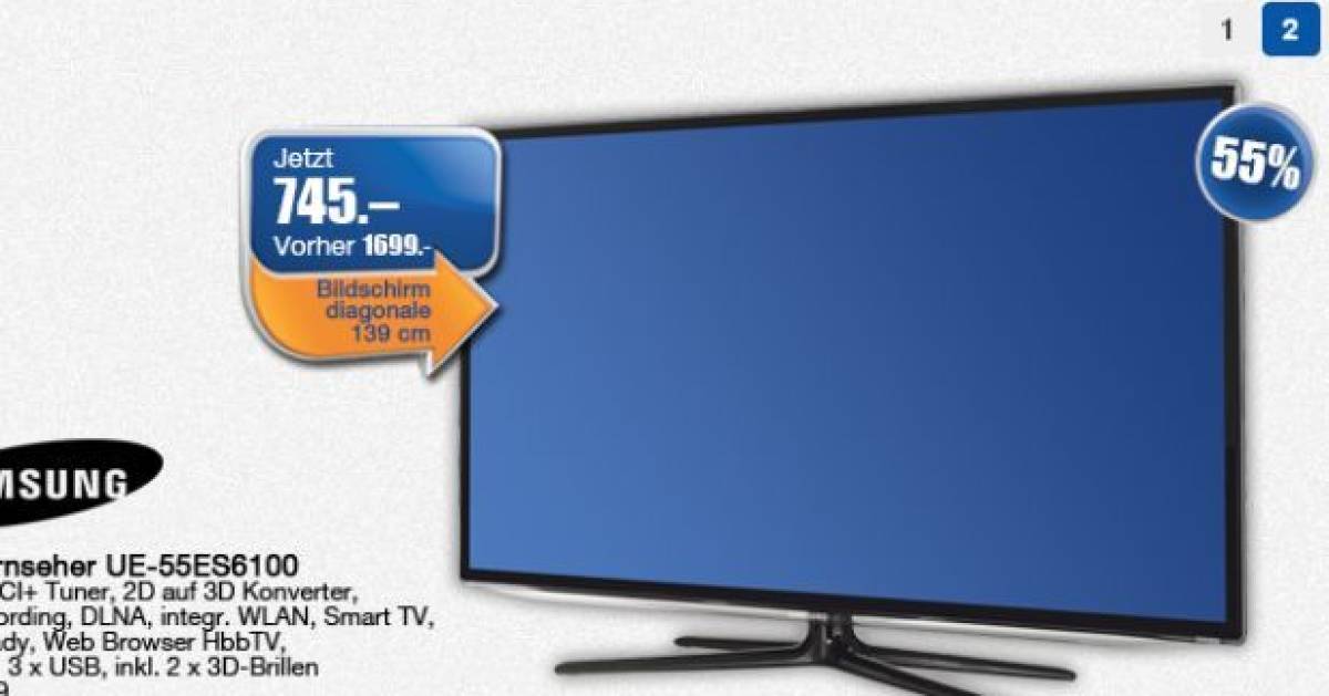 samsung ue 55es6100 55 zoll tv bei