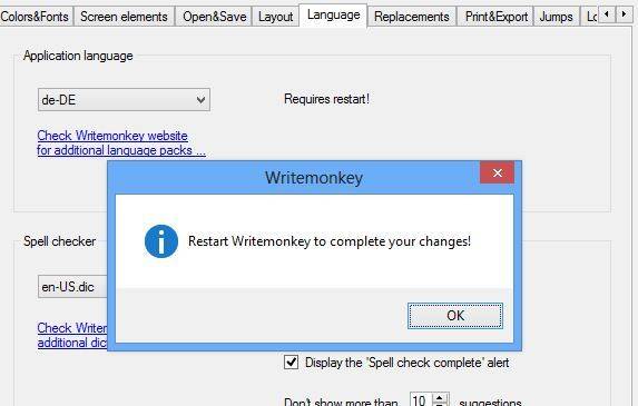 Unter Preferences/Language kann nun die neue Menüsprache gewählt werden werden