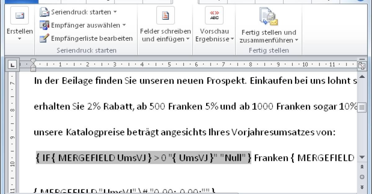 Office: Bedingung für Zahlen im Serienbrief - pctipp.ch