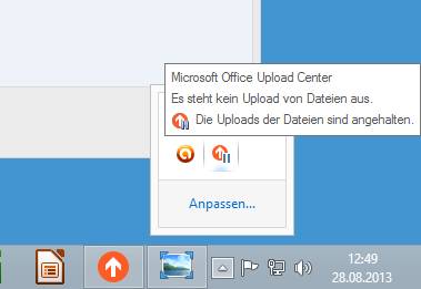Upload Center Icon im Systemtray