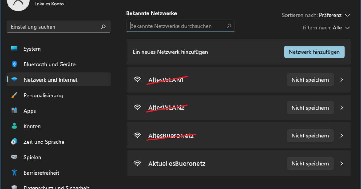 Alte WiFiVerbindungen löschen pctipp.ch