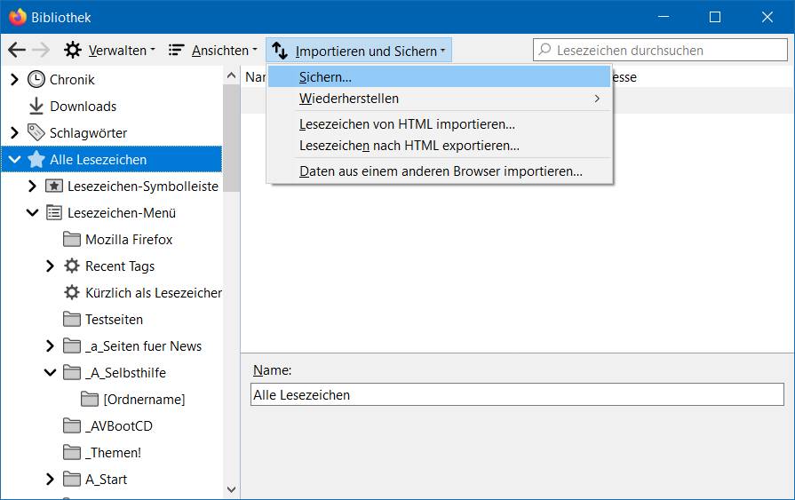 Firefox Lesezeichen auf neuen PC mitnehmen pctipp.ch