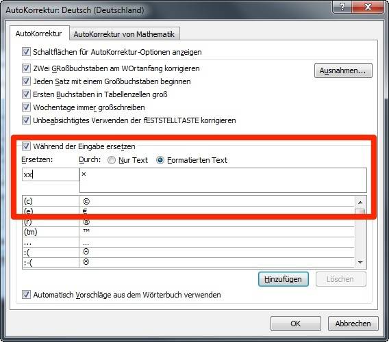 … wird zu einer neuen AutoKorrektur