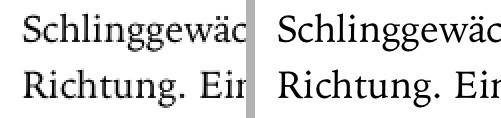 Der Unterschied in der Textdarstellung könnte deutlicher nicht sein