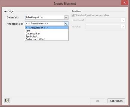 Datengrafiken in Visio – die Kategorien