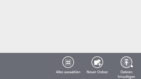 Unter dem Optionsmenü von SkyDrive laden Sie Dateien hoch und legen neue Ordner fest
