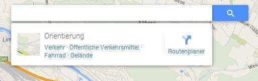In der Suchleiste befindet sich auch der Routenplaner