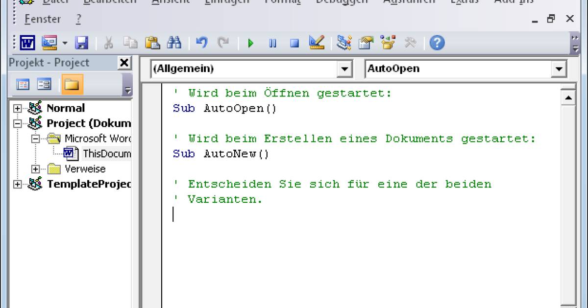 Transparant Veel Verscheidenheid Word: Makro beim Erstellen des Dokuments ausführen - pctipp.ch