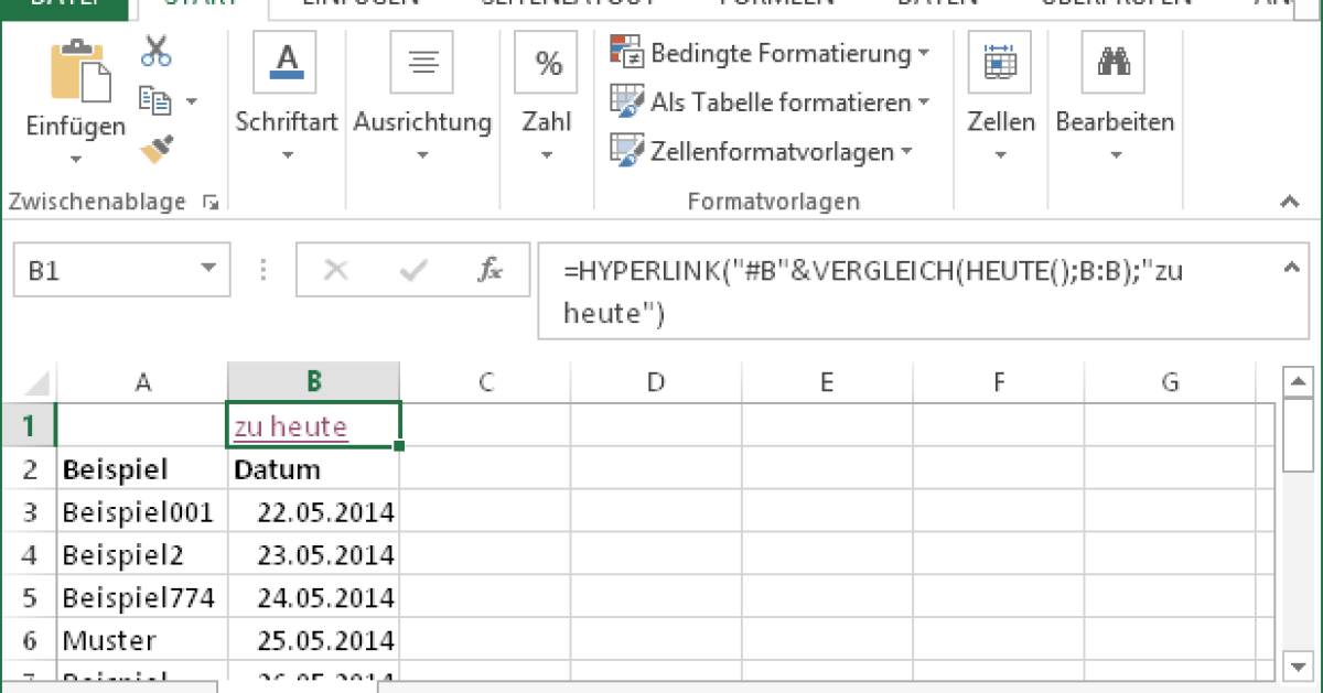 Excel Direkt Zu Aktuellem Datum Springen Pctipp Ch