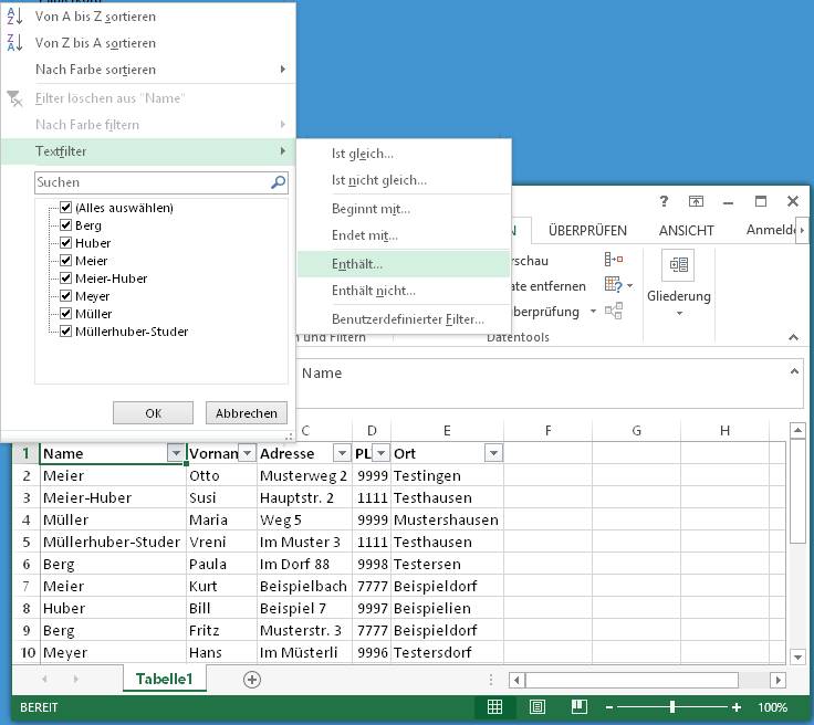 Excel Datensätze mit gleichen Namen in andere Tabelle kopieren pctipp.ch