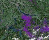 Karte des Schweizer Mittellandes mit vielen violetten Punkten