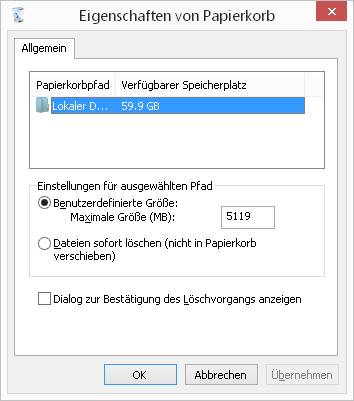 Löschdialog ein- oder ausschalten