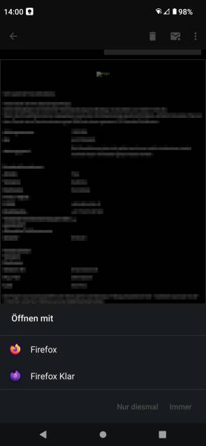 Android fragt beim Öffnen eines Links, welcher Browser zu benutzen ist