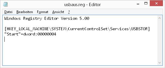 Die .reg-Datei zum Ausschalten