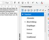 Der Bereich der Formatvorlagen im LibreOffice Writer