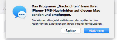 Der Dialog erscheint, wenn ein zugehöriges iPhone erkannt wird