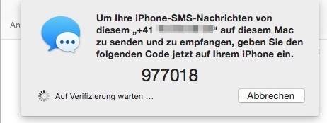 Dieser Code muss am iPhone eingegeben werden