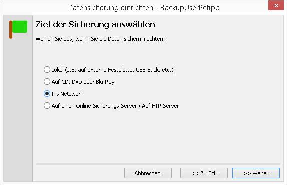 Sicherungsziel auswählen