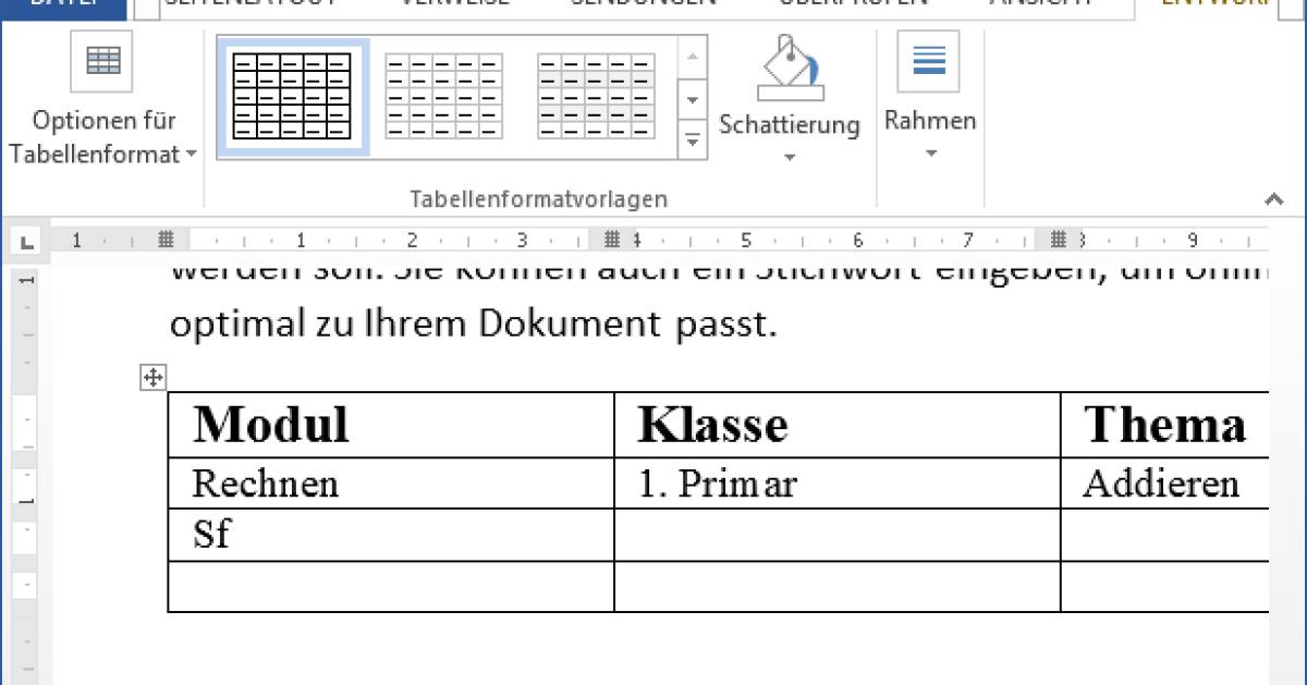 Word Tabellenvorlagen gestalten und erstellen pctipp.ch
