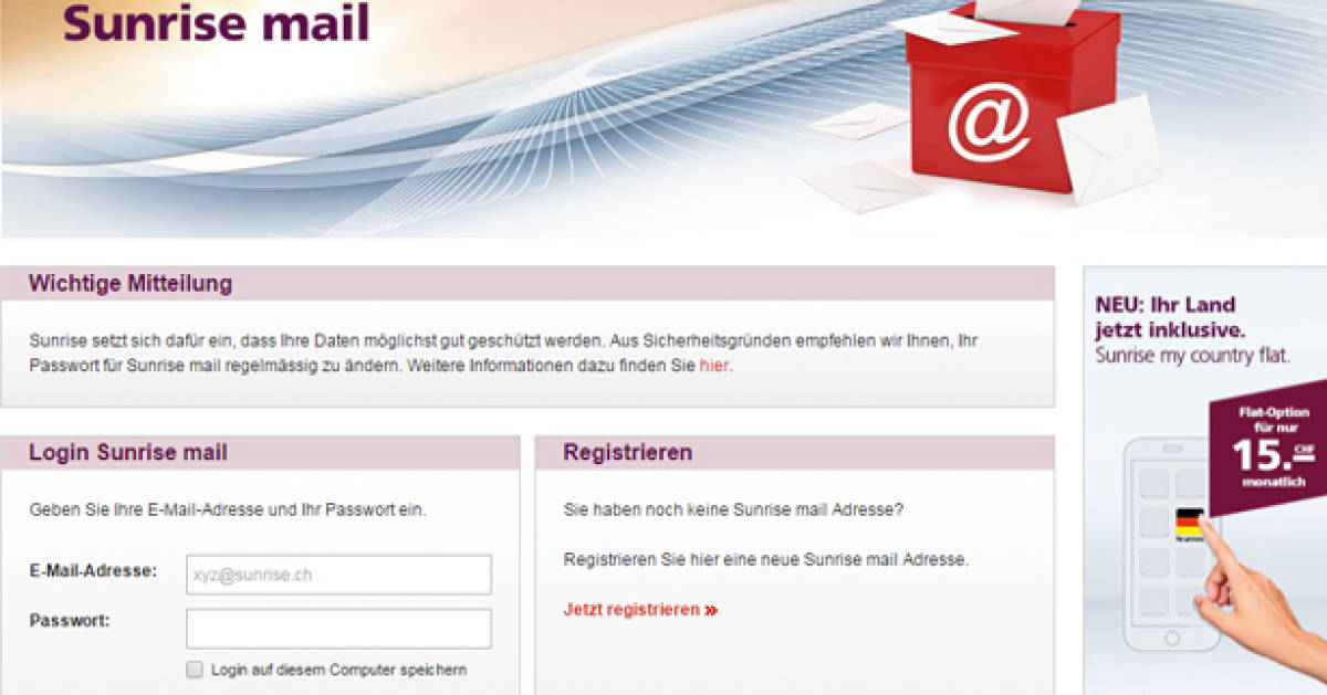 Sunrise mail Daran müssen Sie bei der MailZüglete denken pctipp.ch