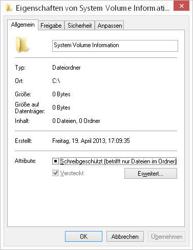 Windows-Scherzkeks: Grösse des Ordners sei «0 Bytes»